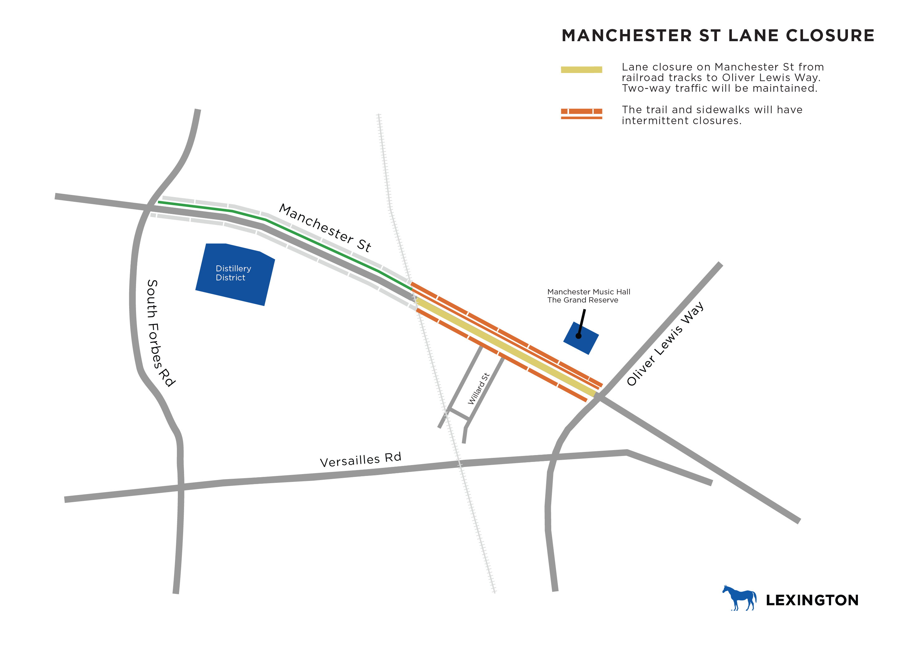 One lane of Manchester Street closing for trail work City of